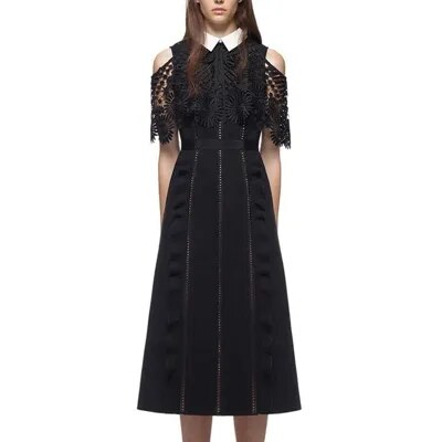 Cinamon Apricot or Black heavy lace capelet detail floral, Wednesday Spring Lace Dress.