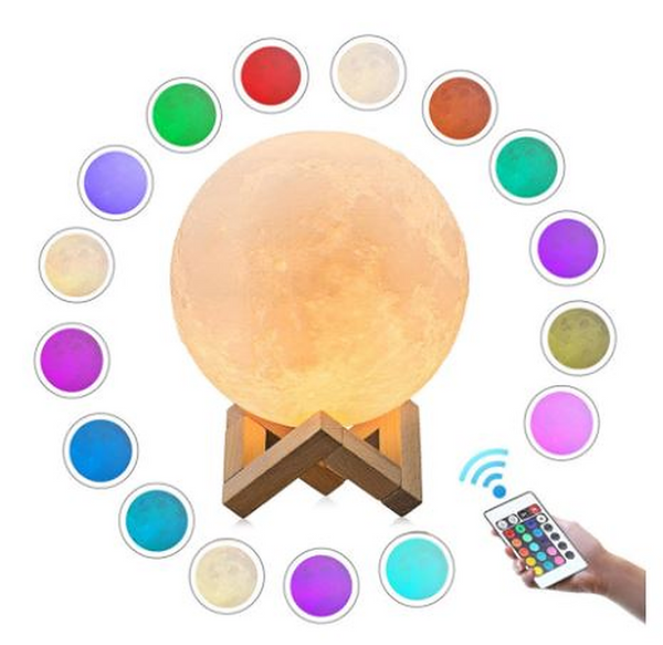 This Moon Light Night Lamp is sure to delight with many colors. Its realistic, 3D printed texture coupled with its LED light source create a soothing atmosphere.