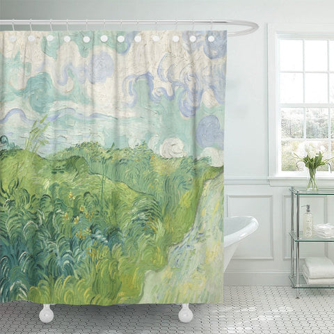 Add a bit of culture and art to your bathroom with this one-of-a-kind piece. 100% waterproof polyester. Add the Wheat Fields Auvers Vincent Van Gogh Shower Curtain print to your bathroom decor.