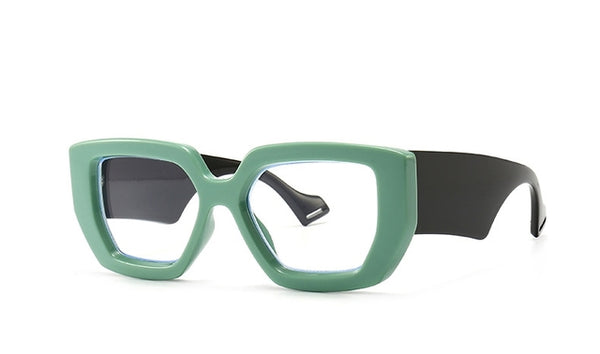 These Sera Vintage Square Big Frames are a must have. Transparent lens with large square vintage frames in black, redwood, leopard, beige and green. Two tone and block color. 