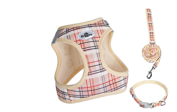 Tartan Dog Harness & Leash Set