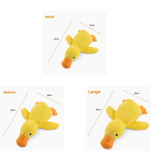 Calming Duck plush comfort toy for dogs and puppies, yellow