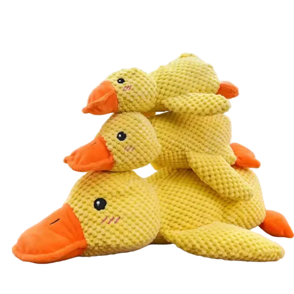 Calming Duck plush comfort toy for dogs and puppies, yellow
