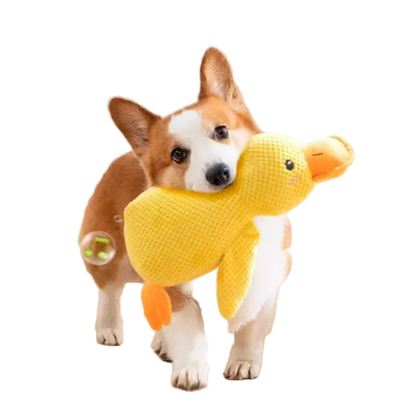 Calming Duck plush comfort toy for dogs and puppies, yellow