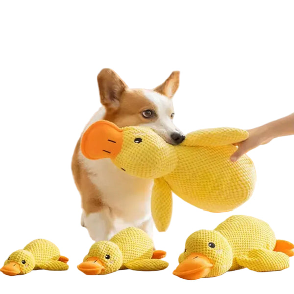 Calming Duck plush comfort toy for dogs and puppies, yellow