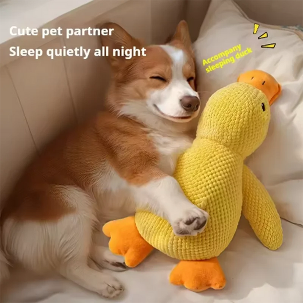 Calming Duck plush comfort toy for dogs and puppies, yellow