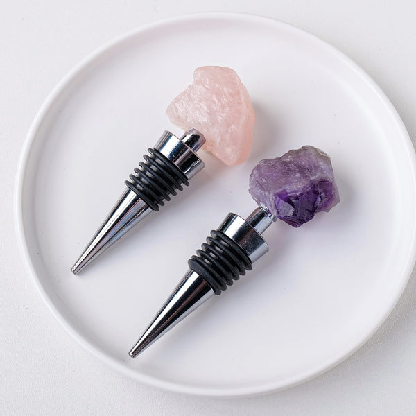 Preserve your wine or champagne with a real agate crystal stopper. Stylish, airtight seal with a unique natural design—perfect for gifts and elegant entertaining.