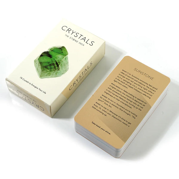 Box of 78 crystal cards to energise your life. Crystals Oracle Cards, your go-to card deck for divination, meditation and spiritual exploration. Daily reading.