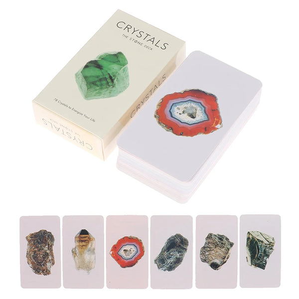 Box of 78 crystal cards to energise your life. Crystals Oracle Cards, your go-to card deck for divination, meditation and spiritual exploration. Daily reading.