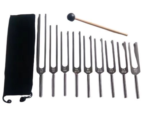 Healing tuning fork for sound therapy 128 Hz, Calm 396  Hz, Clarity 639 Hz, Harmony 432 Hz. Mini 4096 Hz. Promotes relaxation, circulation and restores balance and well being. 