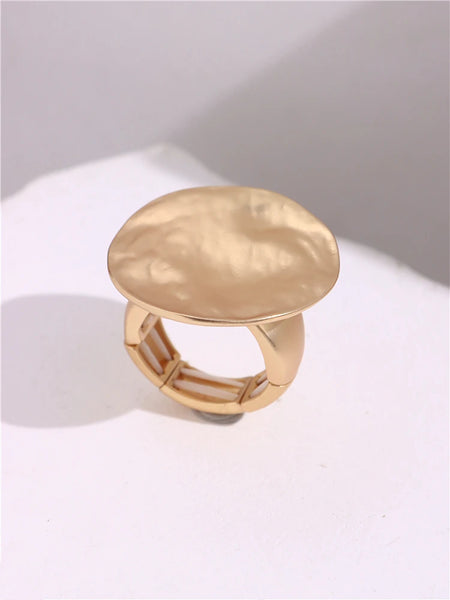 Light Large Silver and Gold Geometric Ring comes in a variety of shapes and designs. Crafted with titanium steel and a contemporary geometric design. One size.