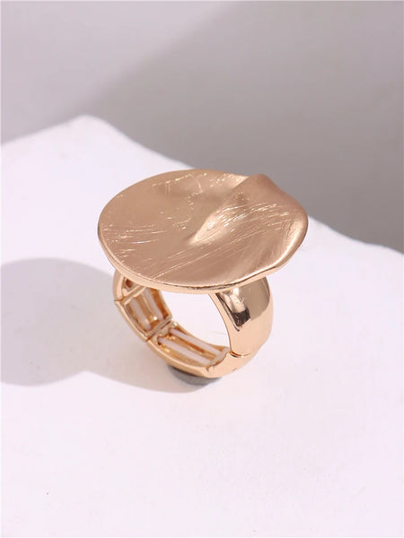 Light Large Silver and Gold Geometric Ring comes in a variety of shapes and designs. Crafted with titanium steel and a contemporary geometric design. One size.