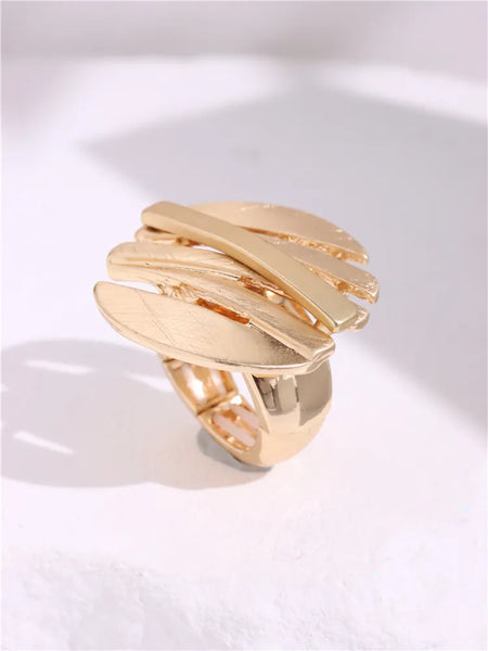 Light Large Silver and Copper Geometric Ring comes in a variety of shapes and designs. Crafted with titanium steel and a contemporary geometric design. One size.