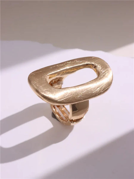Light Large Silver and Gold Geometric Ring comes in a variety of shapes and designs. Crafted with titanium steel and a contemporary geometric design. One size.