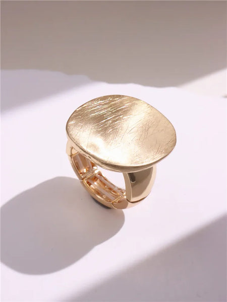 Light Large Silver and Gold Geometric Ring comes in a variety of shapes and designs. Crafted with titanium steel and a contemporary geometric design. One size.