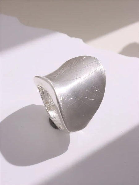 Light Large Silver and Gold Geometric Ring comes in a variety of shapes and designs. Crafted with titanium steel and a contemporary geometric design. One size.