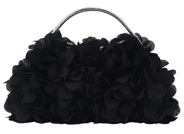 floral clutch perse with metal handle