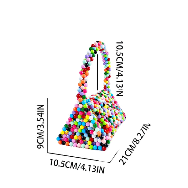 Petit Little Joy Beaded Bag for Mobiles and Makeup For anyone on-the-go! Sweet, color-blocked beaded small triangle bag.