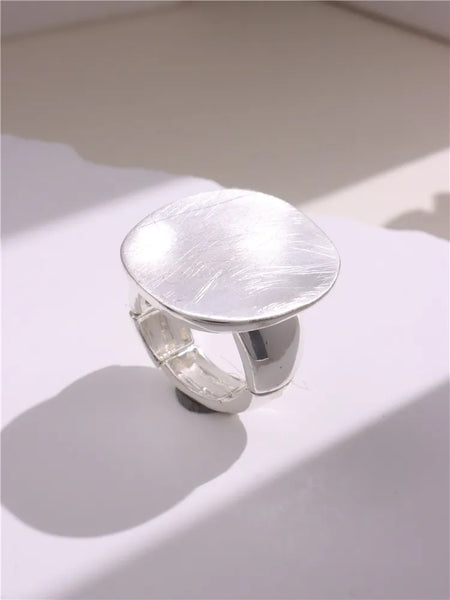 Light Large Silver and Gold Geometric Ring comes in a variety of shapes and designs. Crafted with titanium steel and a contemporary geometric design. One size.