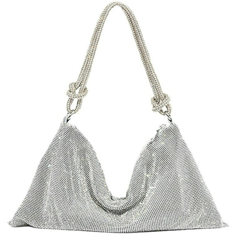 The Glitter Mesh Slouch Bag will hold all your essentials in luxury. Featuring a soft metal mesh exterior, this lined convertible shoulder bag is soft, sparkly and slouchy.