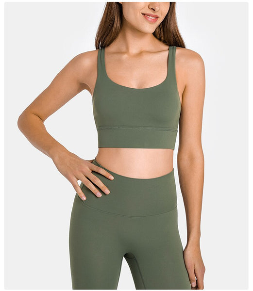 Fine Cross Strap Yoga Top is great for yoga, gym and sports bra. Padded push up yoga bra crop top, activewear. Ultra velvety soft material  80/20 Nylon Spandex