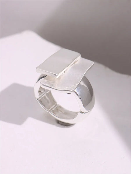 Light Large Silver and Gold Geometric Ring comes in a variety of shapes and designs. Crafted with titanium steel and a contemporary geometric design. One size.