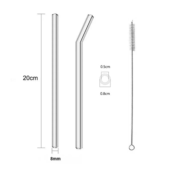This Glass Straws Eco Reusable Set is an eco-friendly choice. Glass straws of extra thick glass for durability. Reusable and dishwasher safe, designed to last for years. 