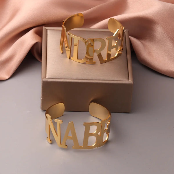 Personalized large custom Name Cuff Bangle is the perfect gift for you, friends or family. This beautiful bangle is great for any special person in your life. Silver, Gold, Rose Gold.
