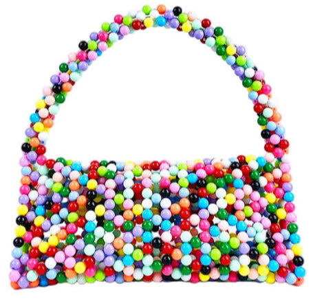 Petit Little Joy Beaded Bag for Mobiles and Makeup, Concerts, Dinners and Lunches. For anyone on-the-go! Sweet, color-blocked beaded small triangle bag.