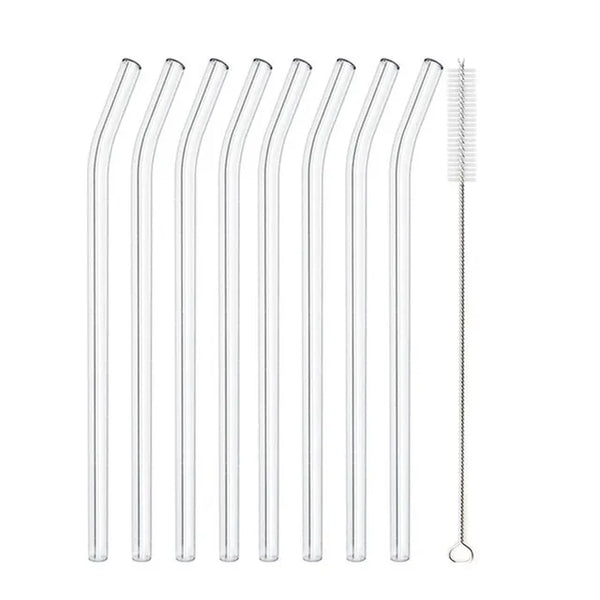 This Glass Straws Eco Reusable Set is an eco-friendly choice. Glass straws of extra thick glass for durability. Reusable and dishwasher safe, designed to last for years. 