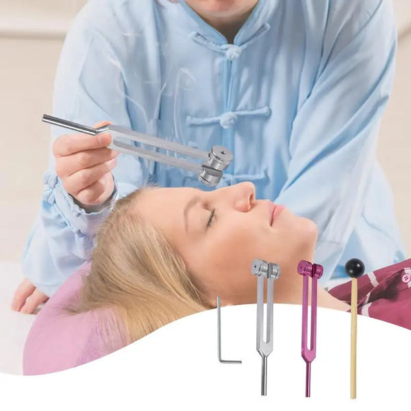 Healing tuning fork for sound therapy 128 Hz, Calm 396  Hz, Clarity 639 Hz, Harmony 432 Hz. Mini 4096 Hz. Promotes relaxation, circulation and restores balance and well being. 