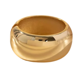 This large bangle bracelet features a striking geometric design in silver and gold tones, offering a modern and versatile accessory for any outfit. 