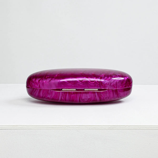purple clutch bag closed