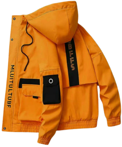 Men's hooded bomber cropped zipper light jacket. Spring Autumn Streetwear Hooded Casual Loose Windbreaker Male Hip Hop Coat Homme