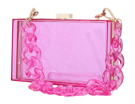 These gorgeous acrylic rectangle, box clutch purses are both versatile and striking. In an array of tinted colors. Also comes with removable chain. Perfect for mobile, makeup, cards.   Shape - Box, Rectangle Pattern Type - Geometric or Plain sides Material - Acrylic Closure Type - Clasp Size -18 x 11 x 5cm