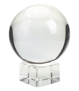 Clear crystal ball, with stand in a range of sizes. Channel pure energy, luck, fortune and health.   Size - 60-120mm Color - Clear Stone - K9 crystal Technique - Polished