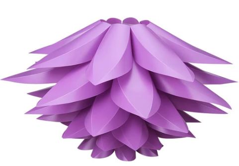 Flatpack, easy to assemble, beautiful purple, white, blue or yellow lotus pendant light shade.
