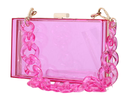 This Clear Colored Clutch Purse is an acrylic transparent box clutch. Being clear allows visibility to your mobile, glasses, lipstick, mirror. Both beautiful and functional.