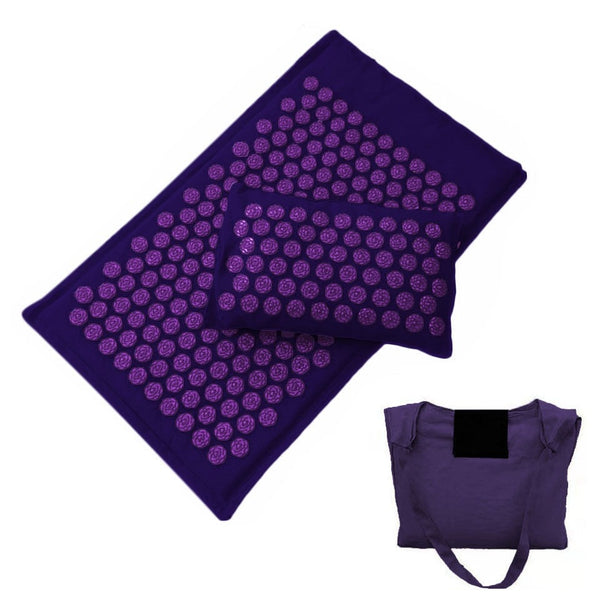natural lotus acupressure mat and pillow bag purple
