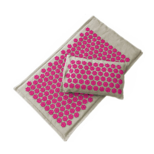 natural lotus acupressure mat and pillow pink