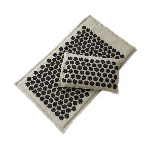 natural lotus acupressure mat and pillow black
