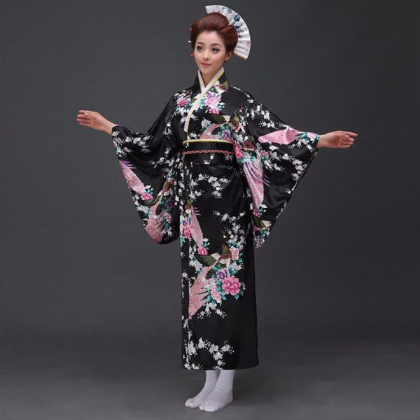 Wrap yourself in this beautiful traditional Japanese Yukata Kimono, with three quarter length sleeves, in satin one size, sleepwear robe beachwear leisurewear