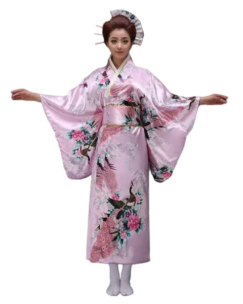 Wrap yourself in this beautiful traditional Japanese Yukata Kimono, with three quarter length sleeves, in satin one size, sleepwear robe beachwear leisurewear