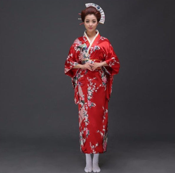 Wrap yourself in this beautiful traditional Japanese Yukata Kimono, with three quarter length sleeves, in satin one size, sleepwear robe beachwear leisurewear