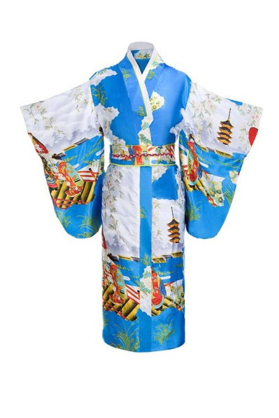Wrap yourself in this beautiful traditional Japanese Yukata Kimono, with three quarter length sleeves, in satin one size, sleepwear robe beachwear leisurewear