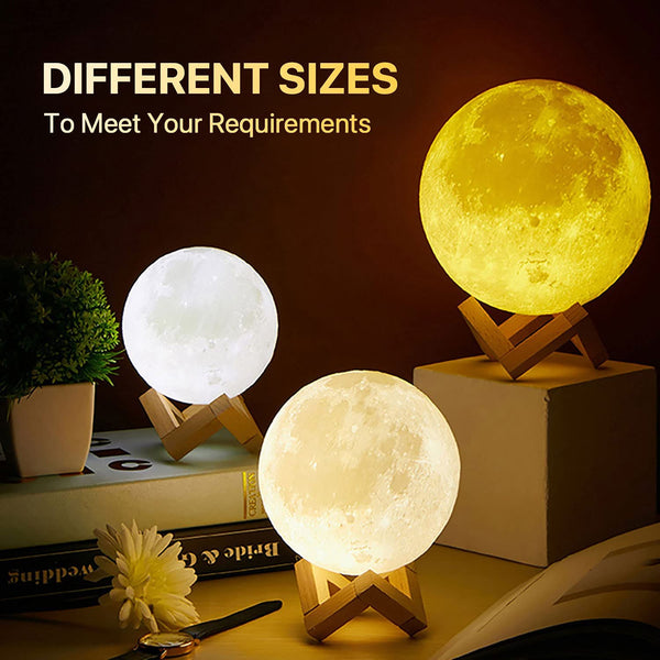 This Moon Lamp creates a soothing, colorful atmosphere. Offers 16 luminours colours. Set the mood by remote or touch, to brigten or dim.