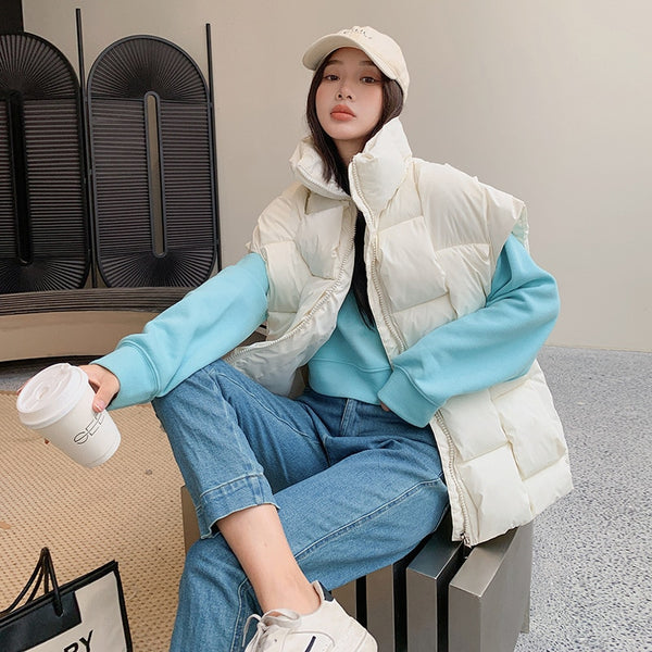 Gorgeous oversized warm duck down, for -20 degrees, this best seller Abstract oversized design. Streetwear Down Inner Percentage 90% Autumn/Winter sleeveless jacket