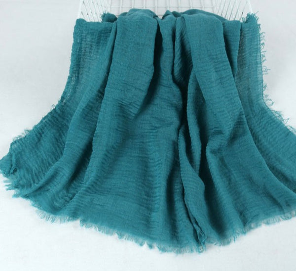 Soft Cotton Sarong in soft crinkle muslin cotton For summer, beach, vacation. Also use as shawl, wrap. Long or short, in 13 beautiful blends of colours