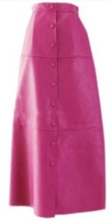 Pink Pencil A Line Faux Leather Skirt