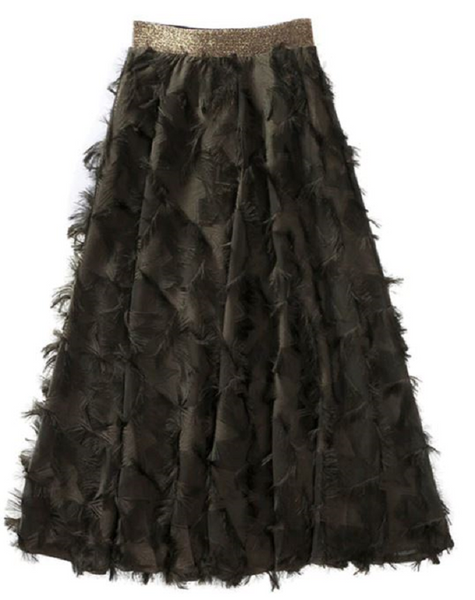 Feather Long A Line Skirt